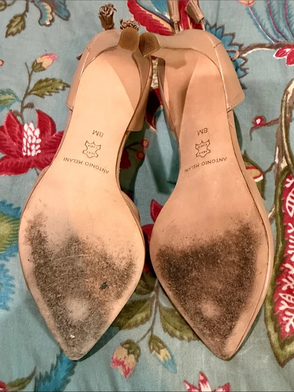 ANTONIO MELANI Blush Nude Pointed-Toe Ankle-Tie Pumps